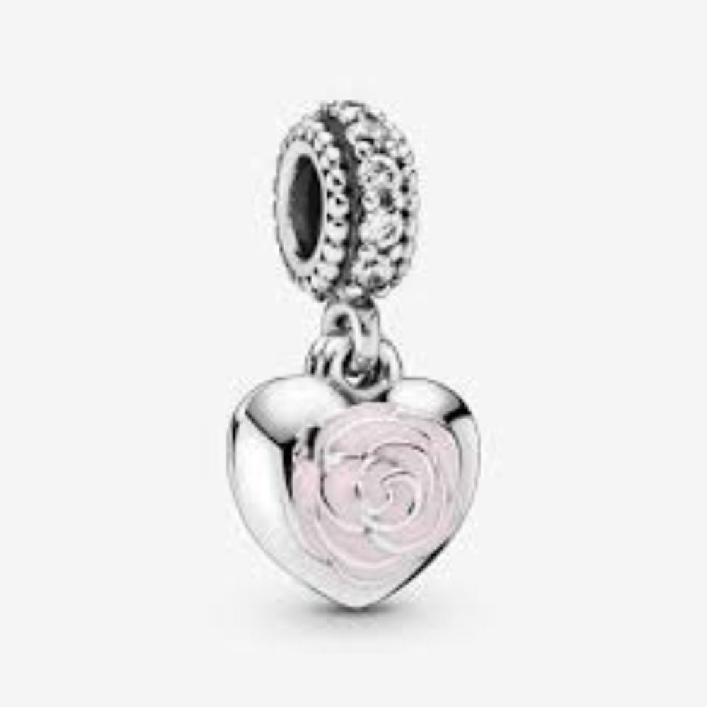 Pandora Retired Mother's Rose Dangle with Pink Enamel